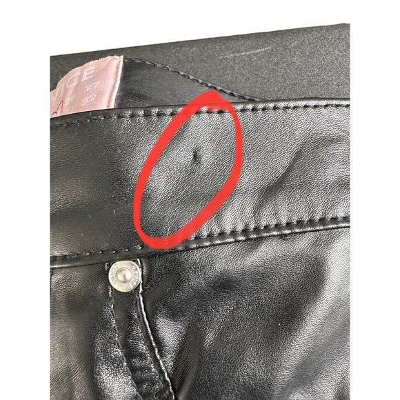 REVICE Black Faux Leather Punk Grunge Split Hem Straight Leg Pant Size 25 - Picture 8 of 14